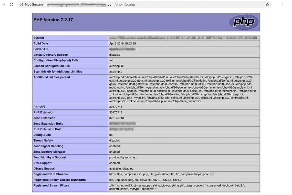 σελίδα phpinfo
